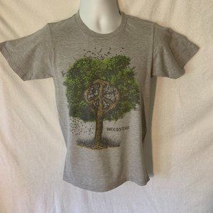 Vintage 2010 Woodstock Peace Tree Gray T Shirt SM